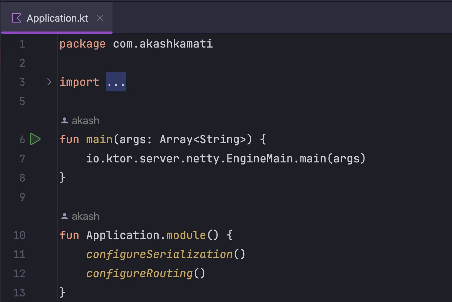 Run application alt text